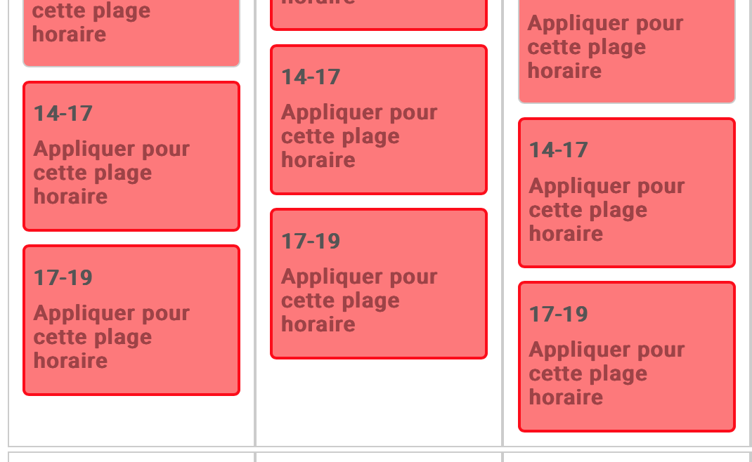 Liens de plages horaires à combler