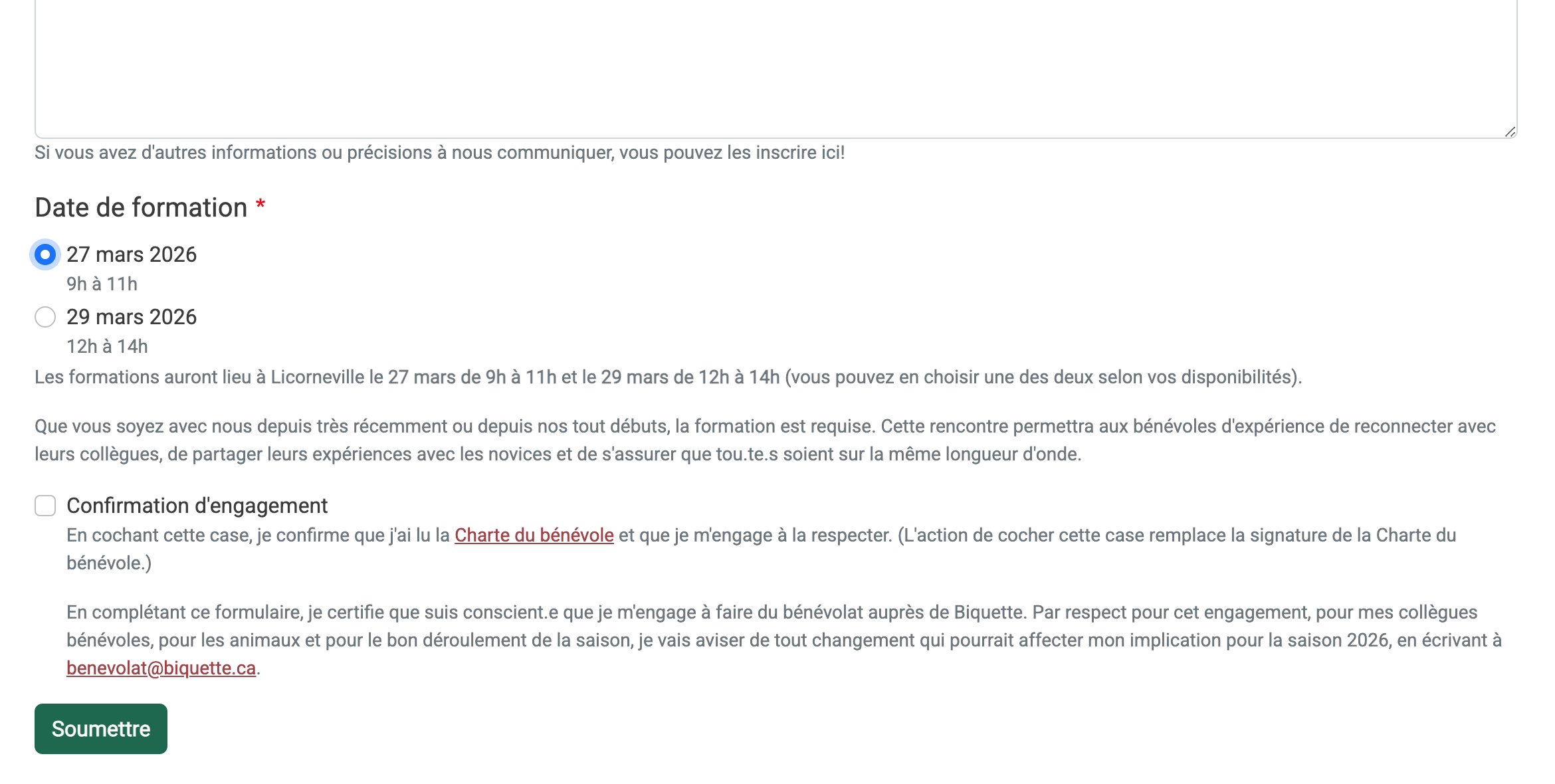 Formation et confirmation